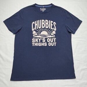 Chubbies Skys Out Thighs Out Graphic Tee Navy Blue Xl
